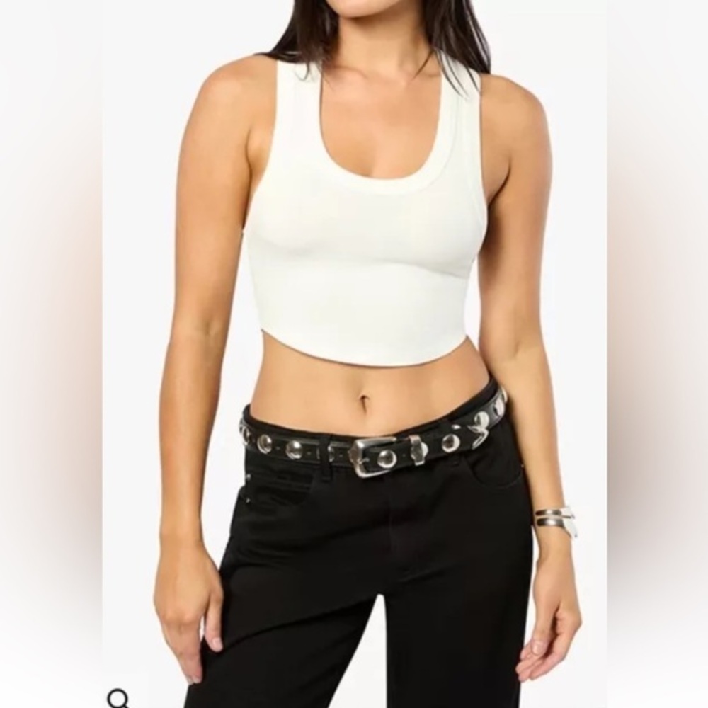WeWoreWhat cropped scoop tank cotton jersey beige